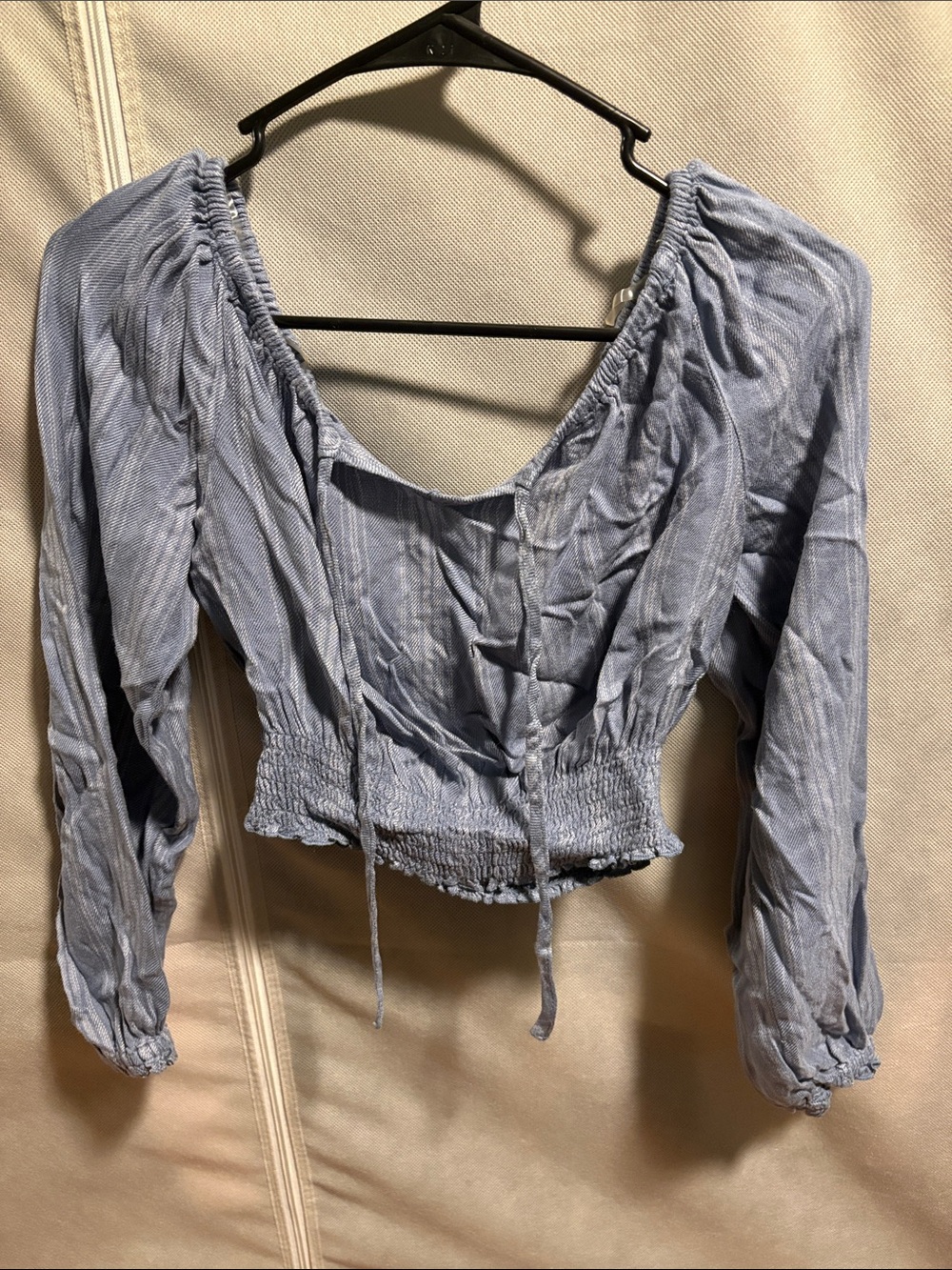 Aeropostale Light Blue Long-Sleeve Cropped Top